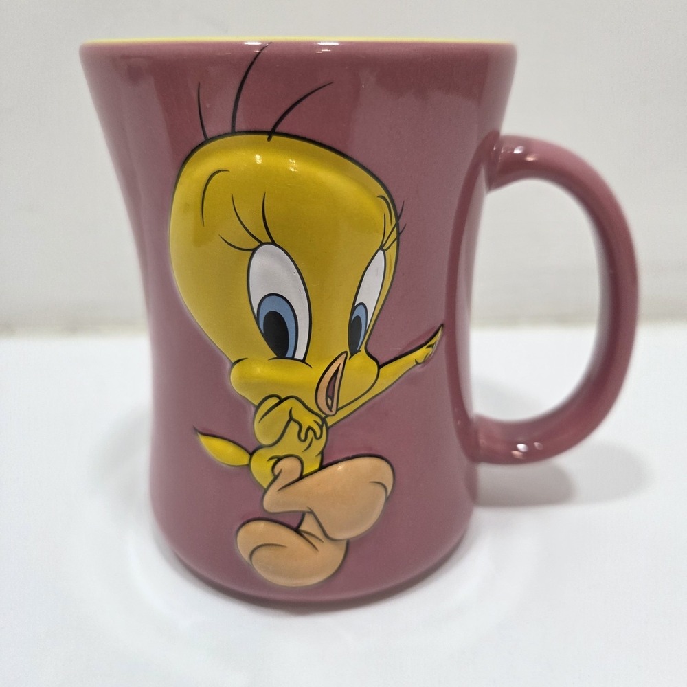 Looney Tunes 3D Tweety Bird Pink & Yellow Cup/ Mug Embossed Warner Bros XPRES